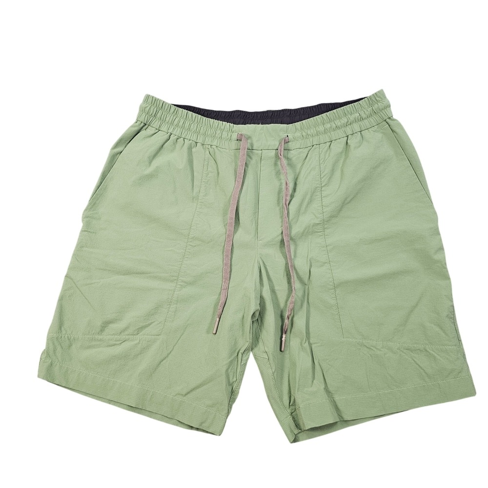 Lululemon Bowline Mens Green Ripstop Shorts LM7ARQS Size L Drawstring Elastic